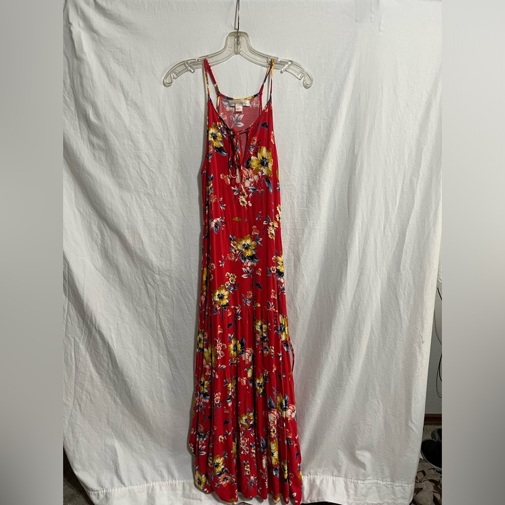 Band of Gypsies - Red Floral Maxi Dress - Size Small